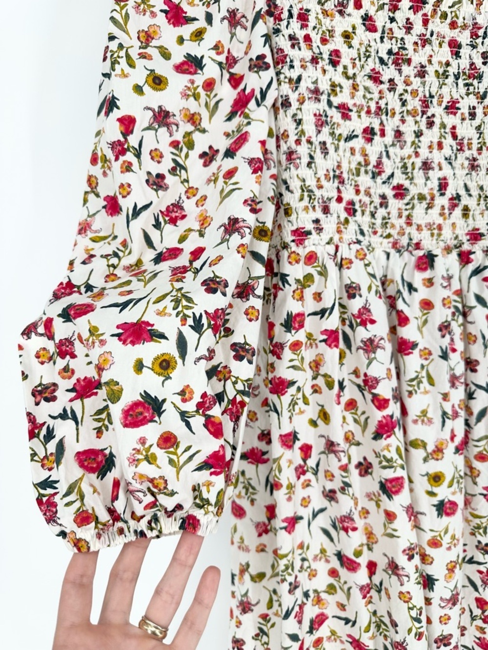 J. Crew Smocked puff-sleeve dress in vintage floral - Picture 5 of 12